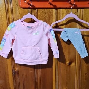 Puma Pink Sweatshirt and Gray Leggings Set